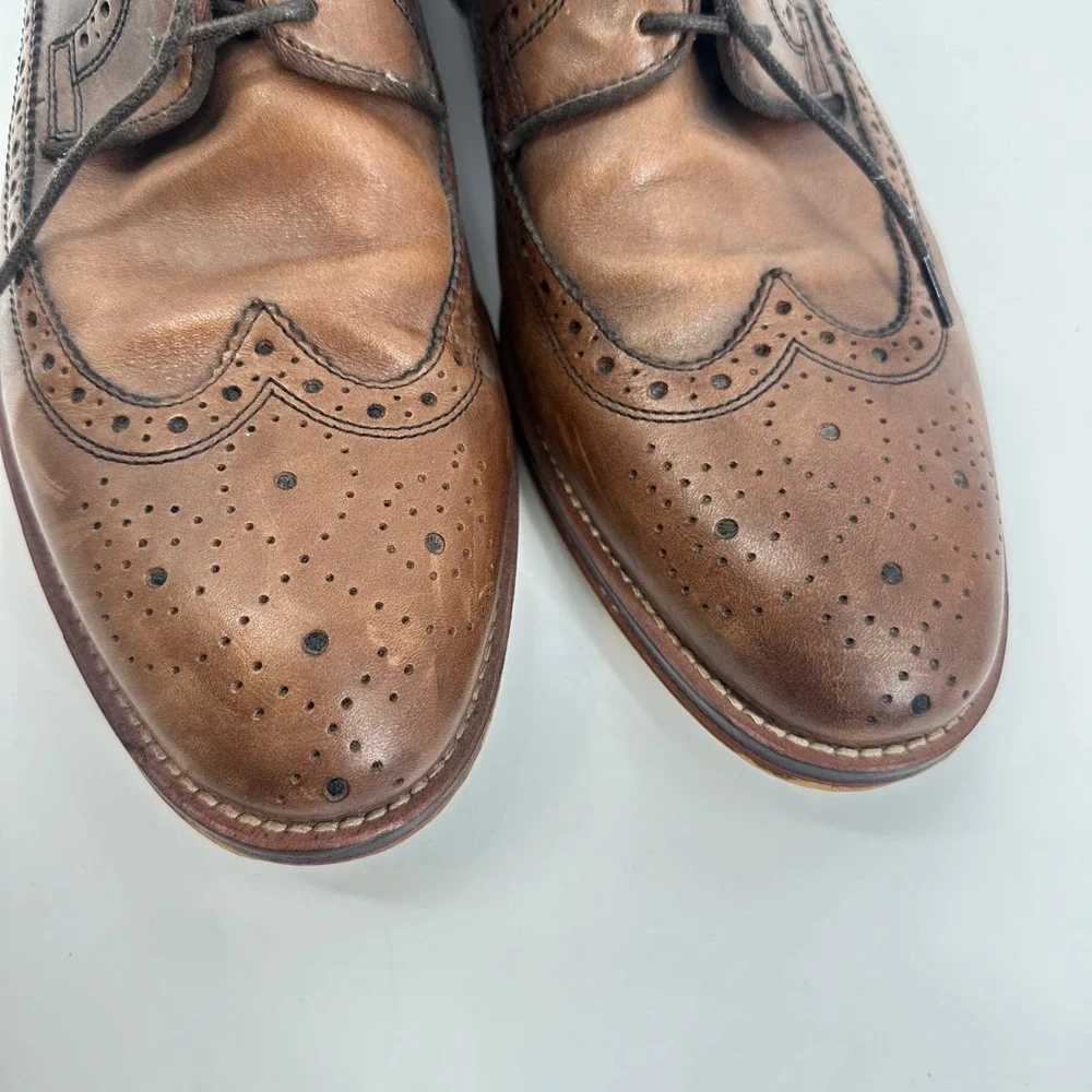 Johnston & Murphy Wingtip Oxford Shoes Brown Leather Men's 11.5M Lace‎ Up Brogue